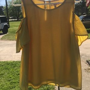 Yellow Cold-shoulder Shirt